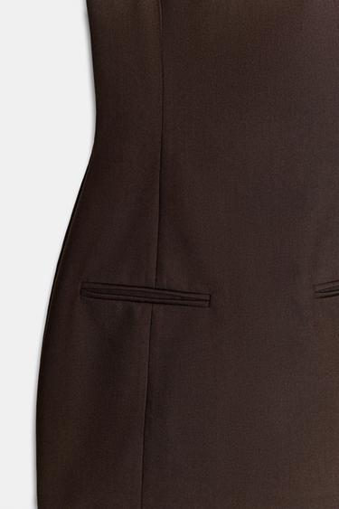 ROBE COURTE À PLIS AVEC POCHES - Vison foncé de Zara - Image 7