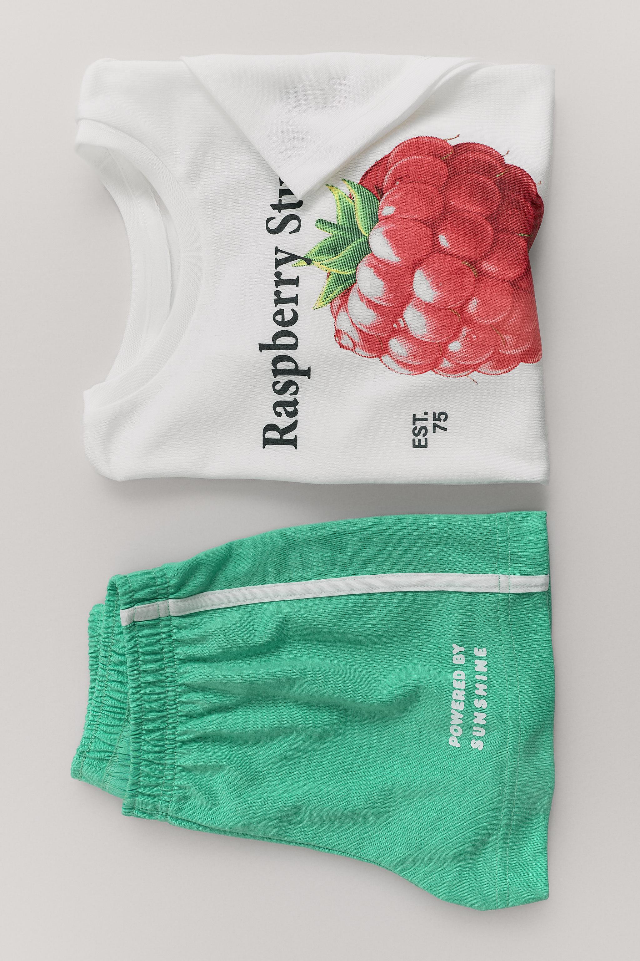 AGES 6-14 / FRUIT PRINT PAJAMAS — Green