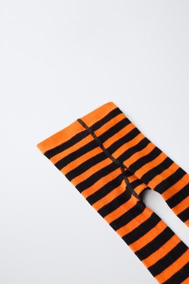 STRIPED COSTUME TIGHTS — Orange 2