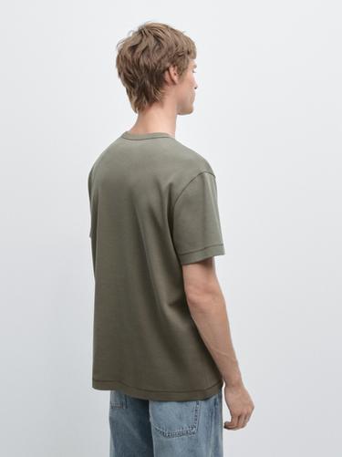 Zara 100% cotton short-sleeve T-shirt - Khaki