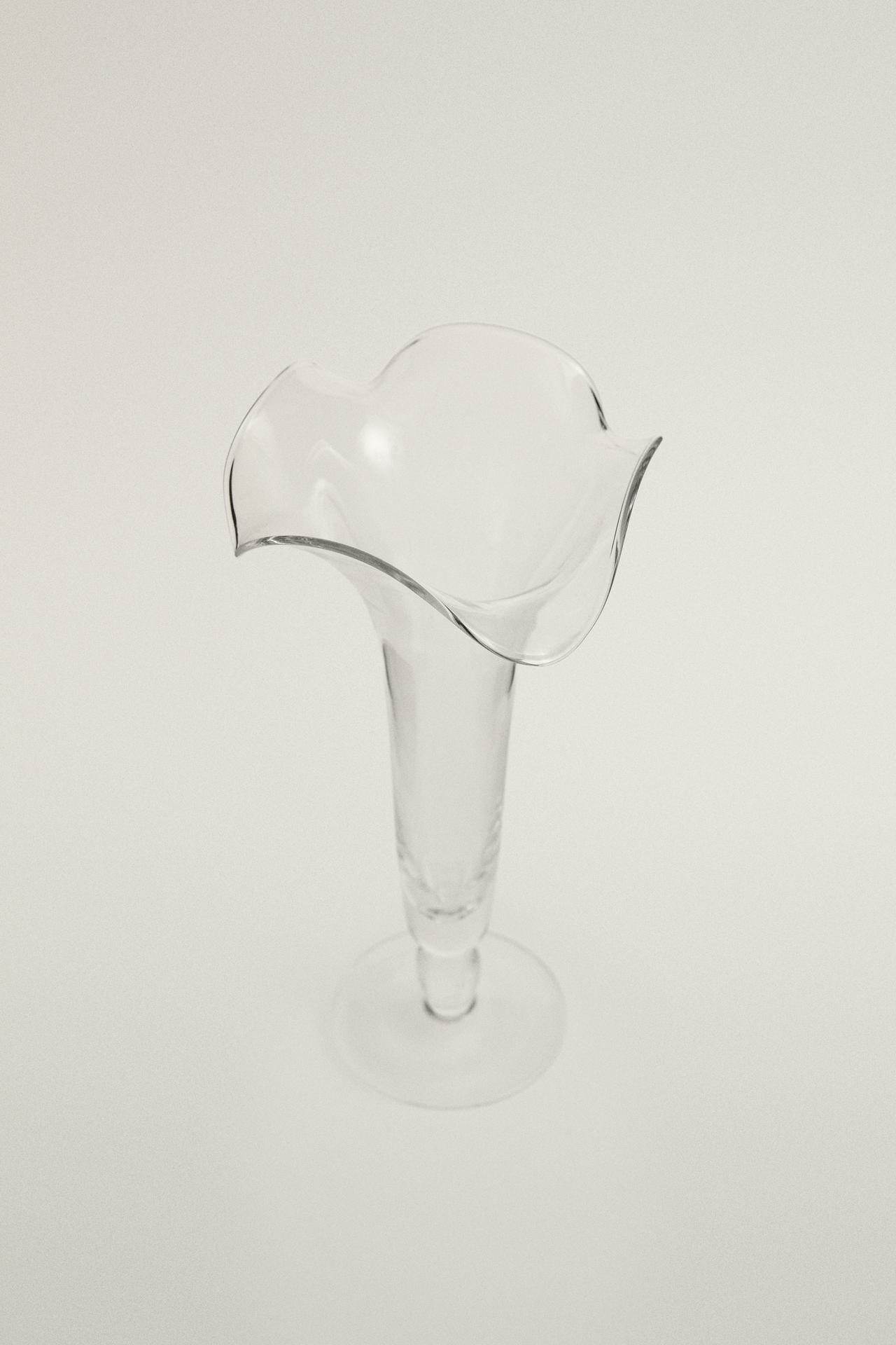 FLORAL GLASS VASE — Glass