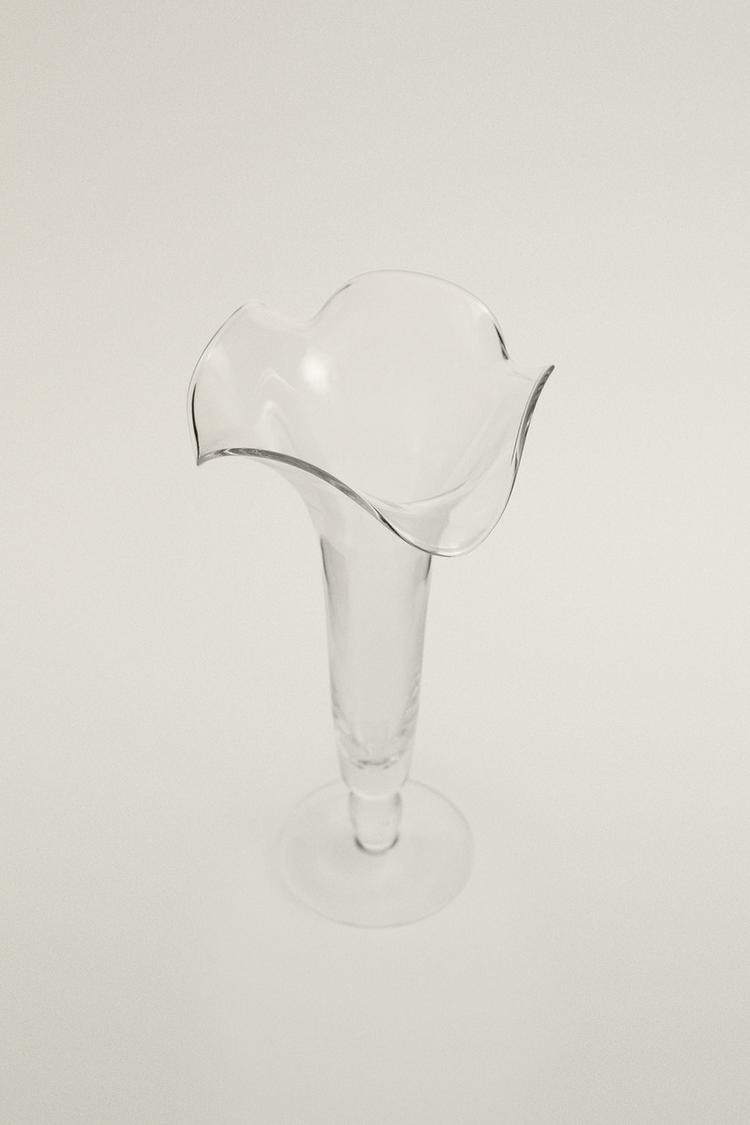 FLORAL GLASS VASE — Glass
