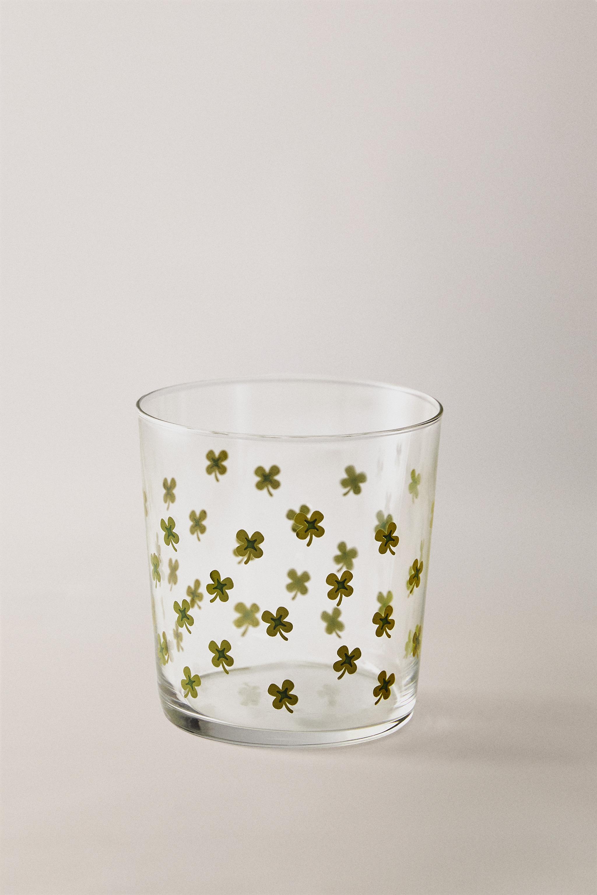 GLASS TUMBLER WITH TRANSFER — Green