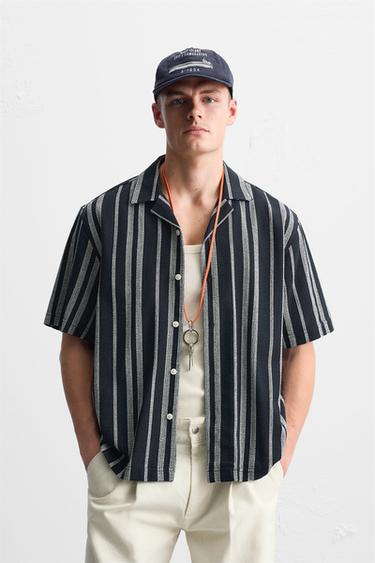CAMISA ESTRUCTURA RAYAS - Marino de Zara