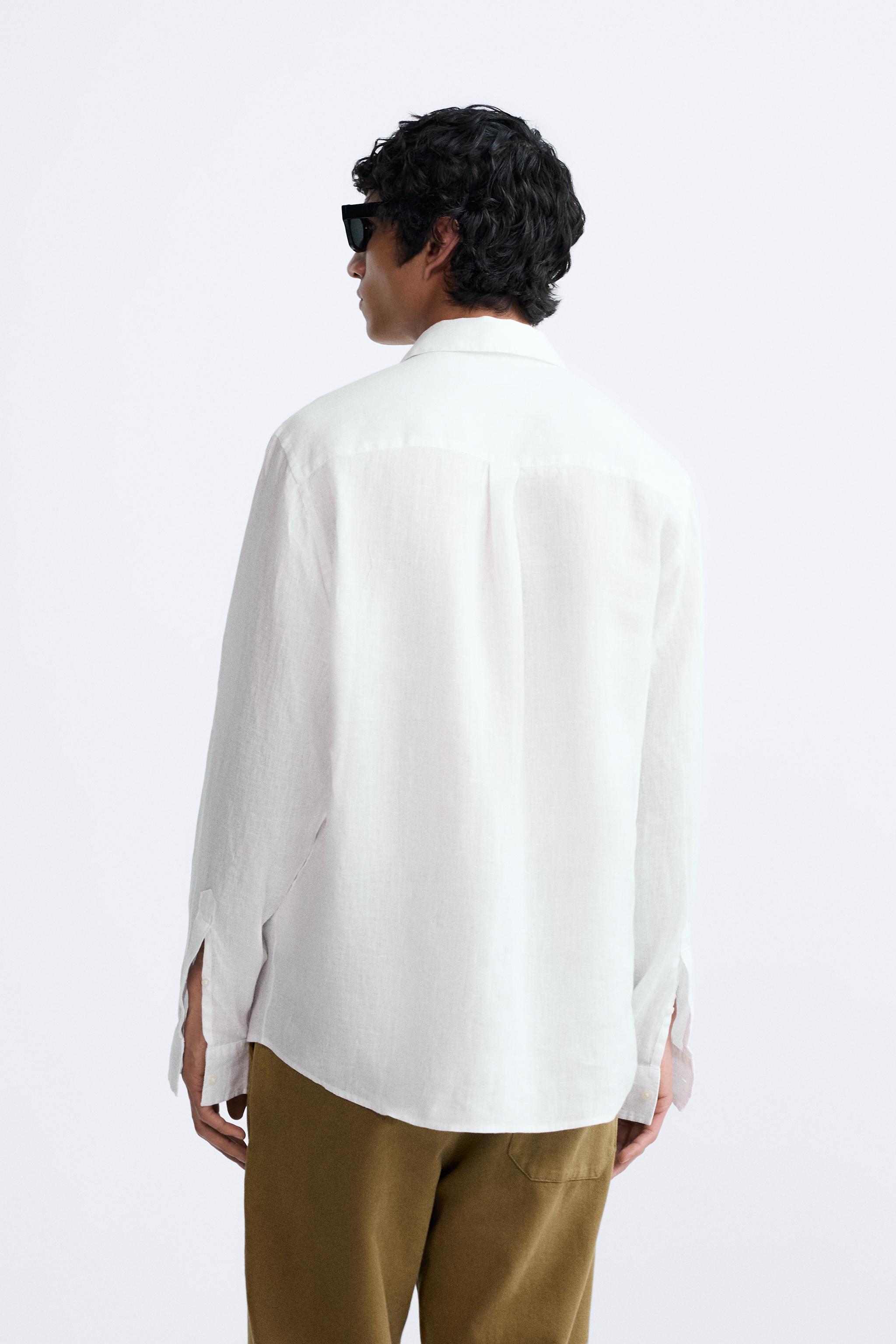 Zara - Cotton - Linen Shirt - White - L - Male