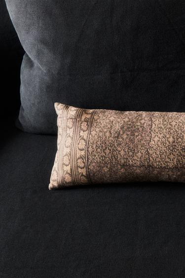BLOCK PRINT CUSHION — Pink 1