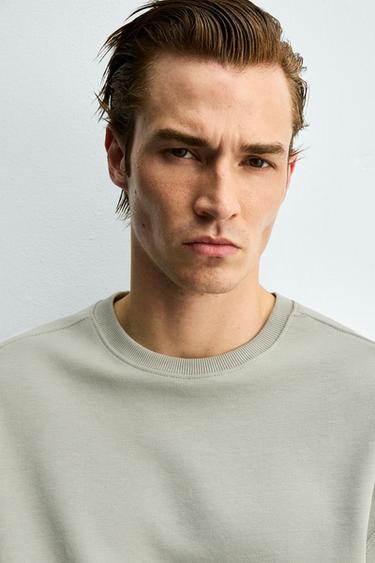 RELAXED FIT INTERLOCK SWEATSHIRT - washed green by Zara