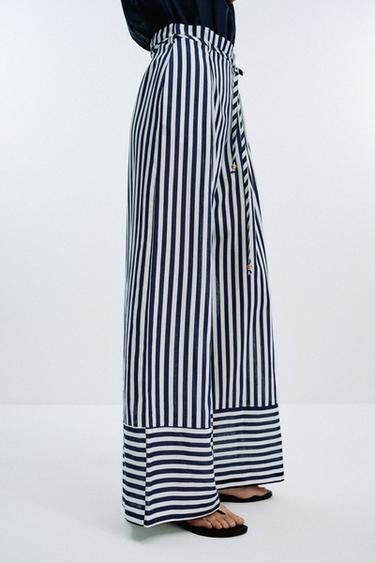 COMBINAISON LONGUE AVEC LIN - Bleu / Blanc de Zara - Image 4