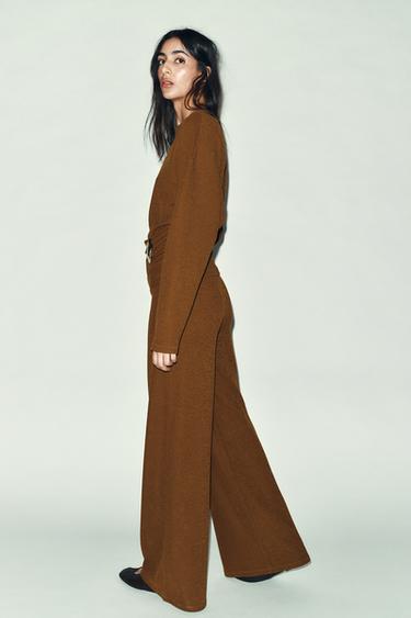 PANTALON LARGE TEXTURÉ - Moutarde de Zara - Image 3