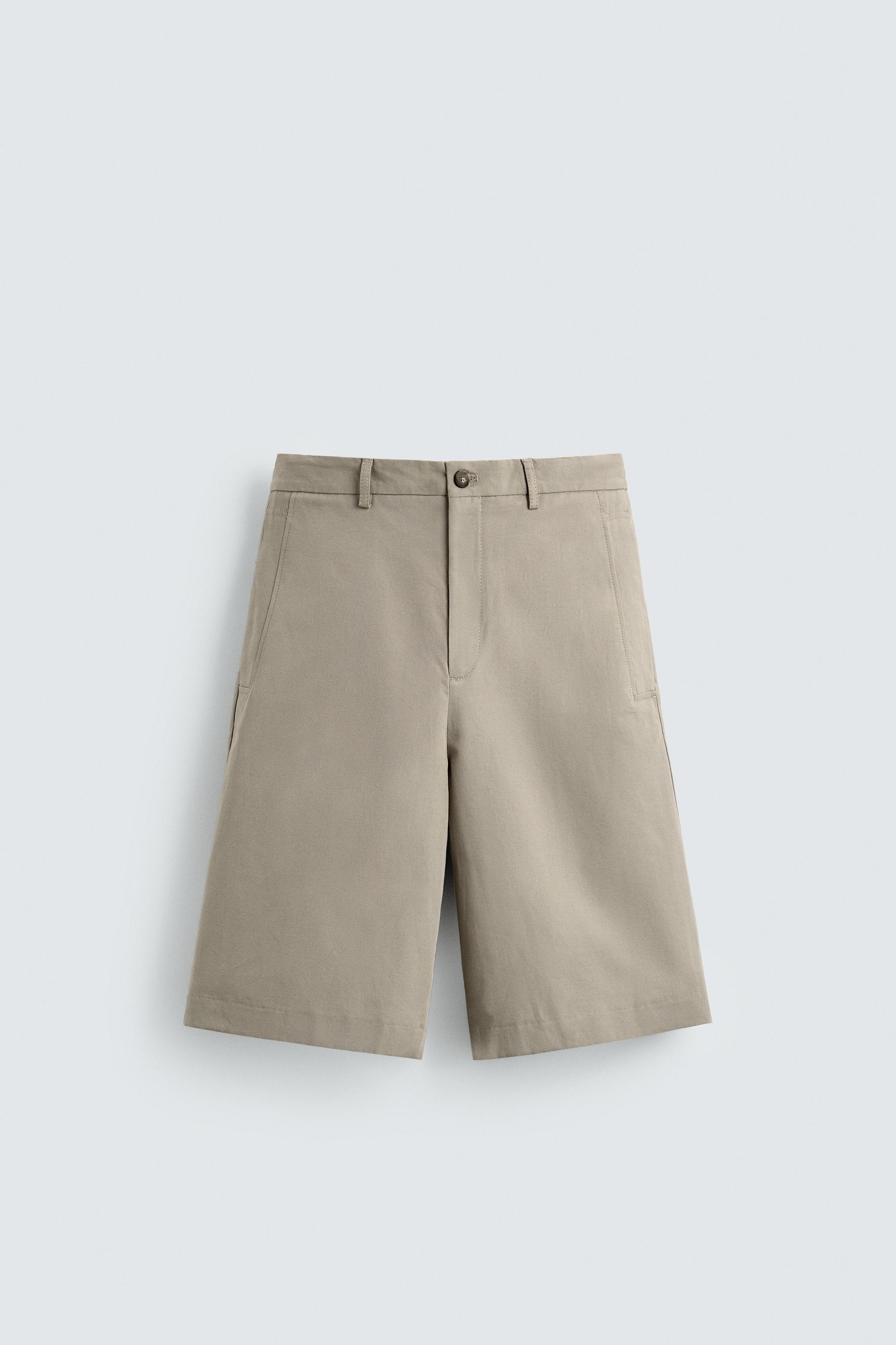 RELAXED FIT LINEN COTTON BLEND SHORTS