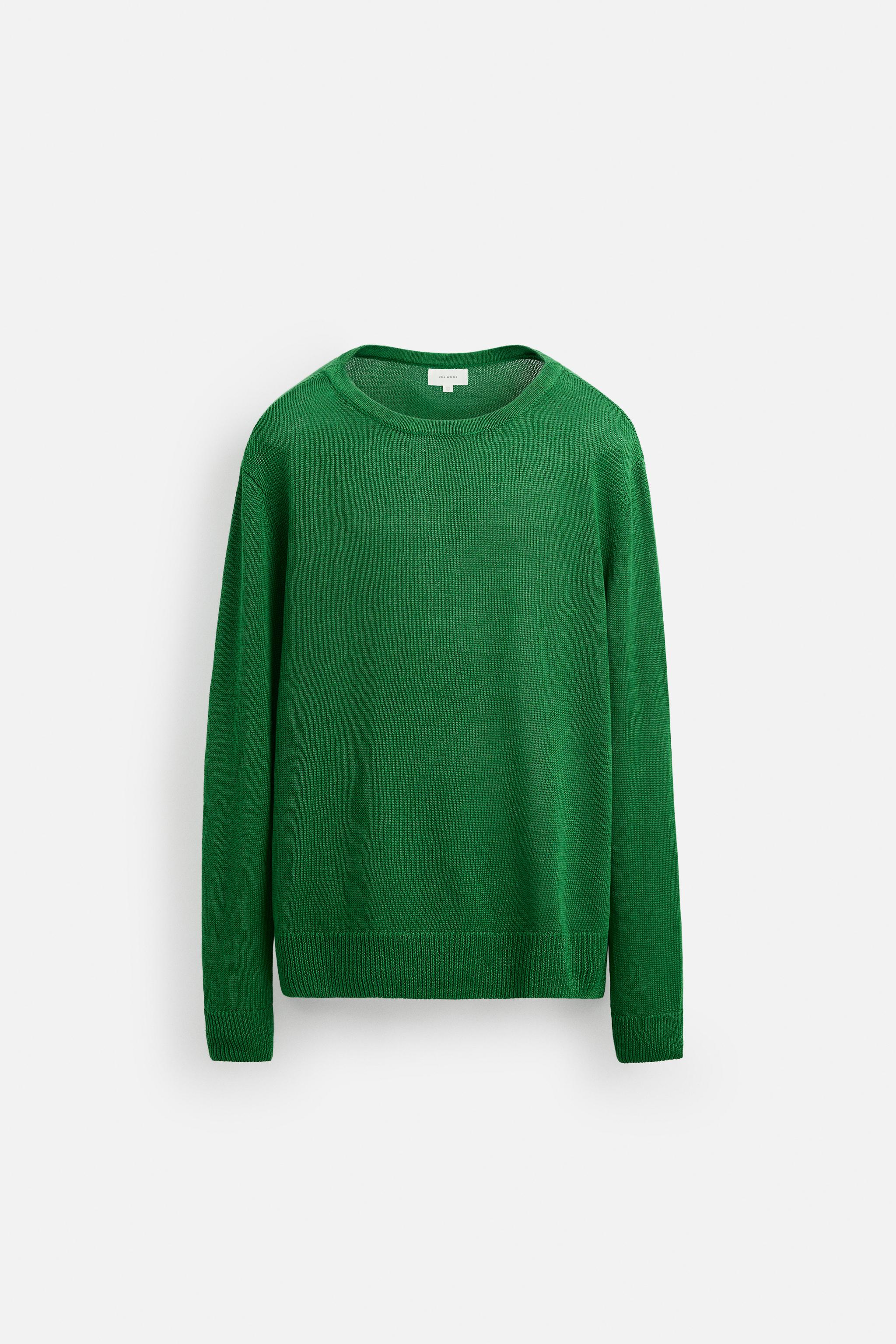 100% LINEN SWEATER - Emerald | ZARA United States