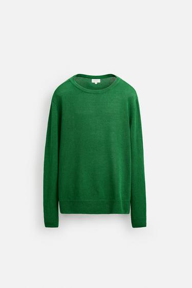 PULL 100 % LIN - Vert émeraude de Zara - Image 7