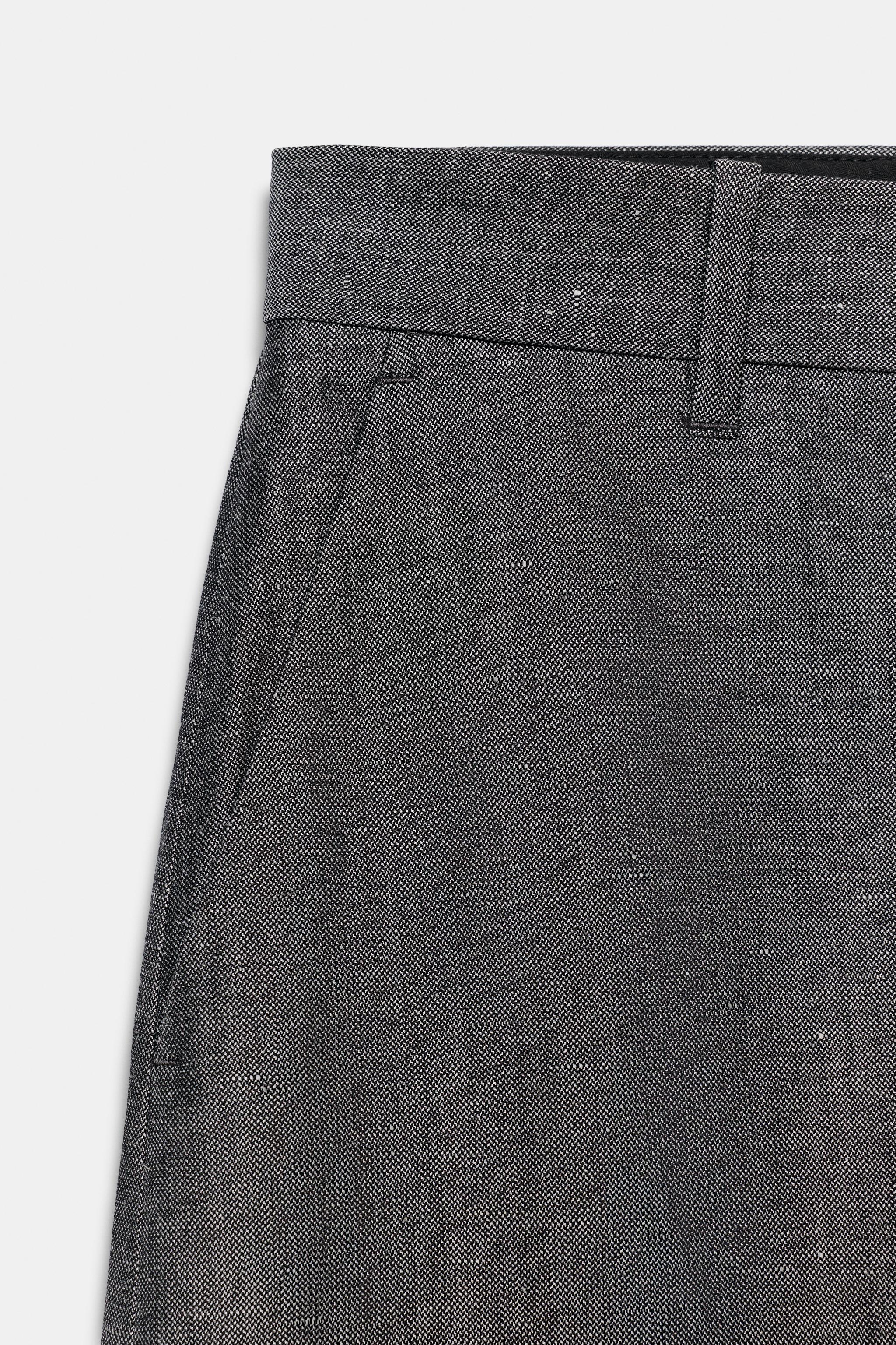 ZW COLLECTION Linen Blend Wide-Leg Pants - Gray | ZARA United States