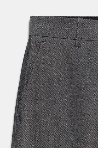 WIDE-LEG LINEN BLEND TROUSERS ZW COLLECTION - Grey by Zara - Image 4