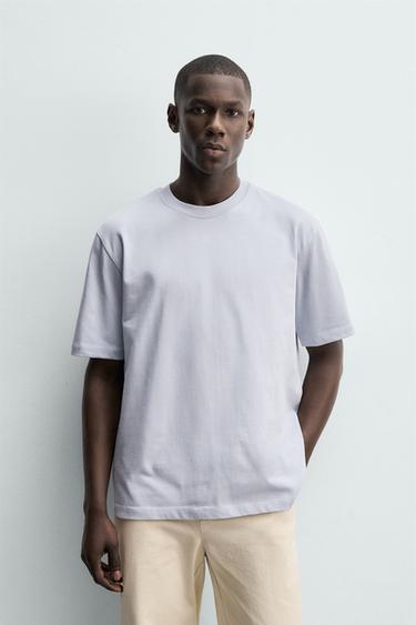 Zara HEAVYWEIGHT SHORT SLEEVE T-SHIRT - Ice