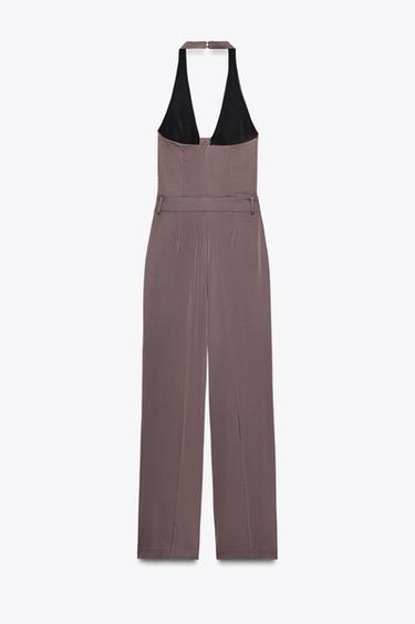 KNOT DETAIL SATIN WAISTCOAT JUMPSUIT - Brown / Taupe by Zara - Image 7