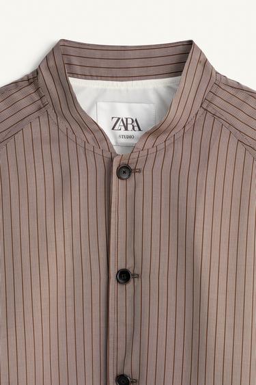 CROPPED FIT STRIPED VISCOSE - CUPRO BOMBER JACKET - striped by Zara - Image 5