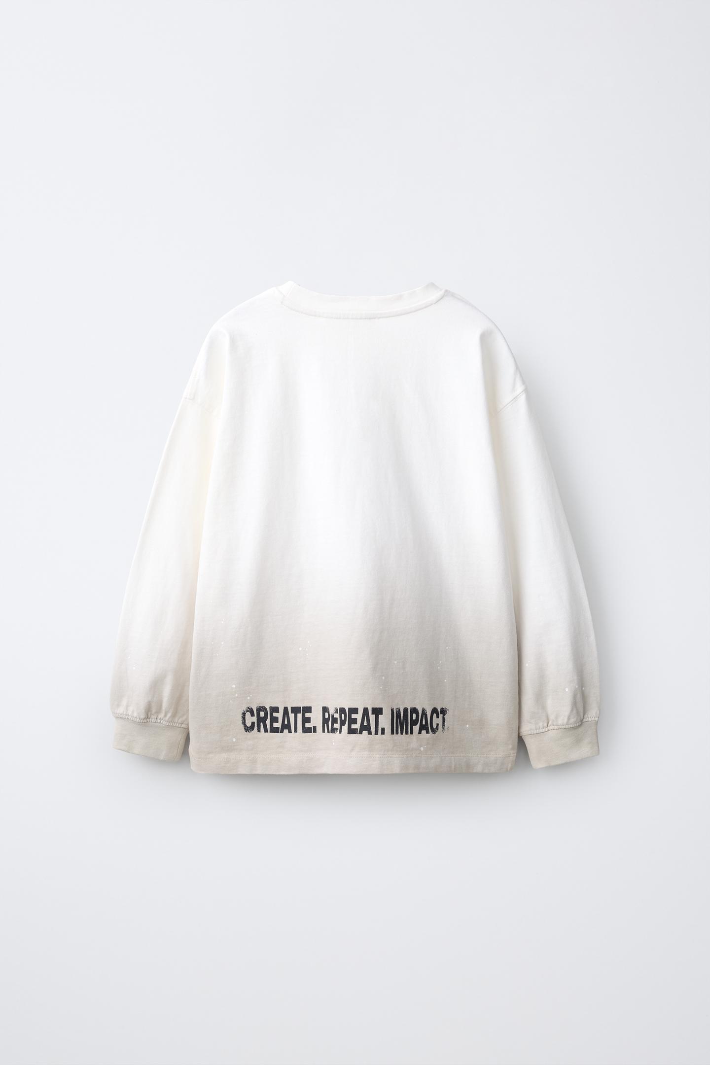 Детская футболка Zara Tie-Dye Text, цвет: Устричный белый — фото 2