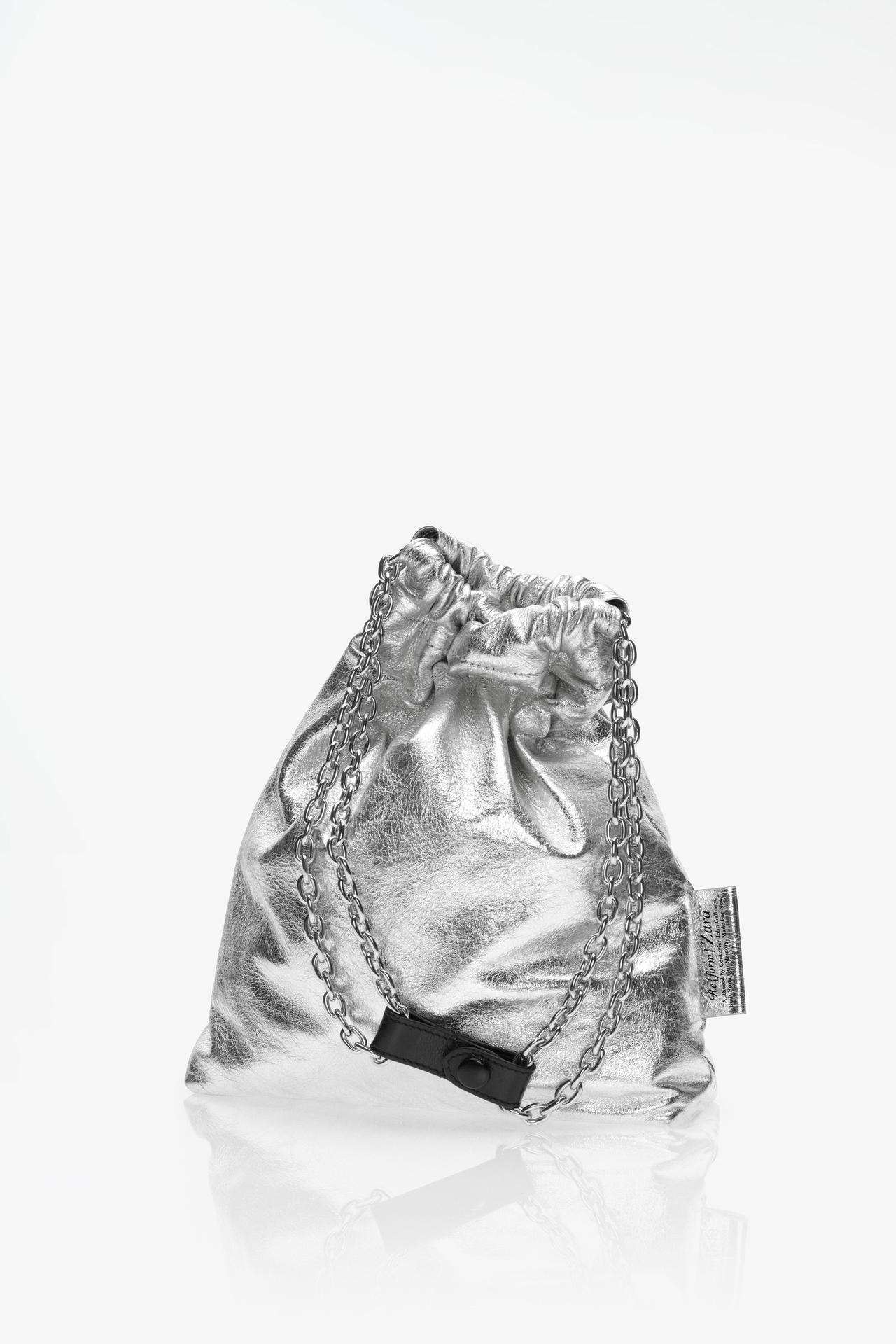 LIMITED EDITION TRI-CHIC SMALL LEATHER BAG — Silver