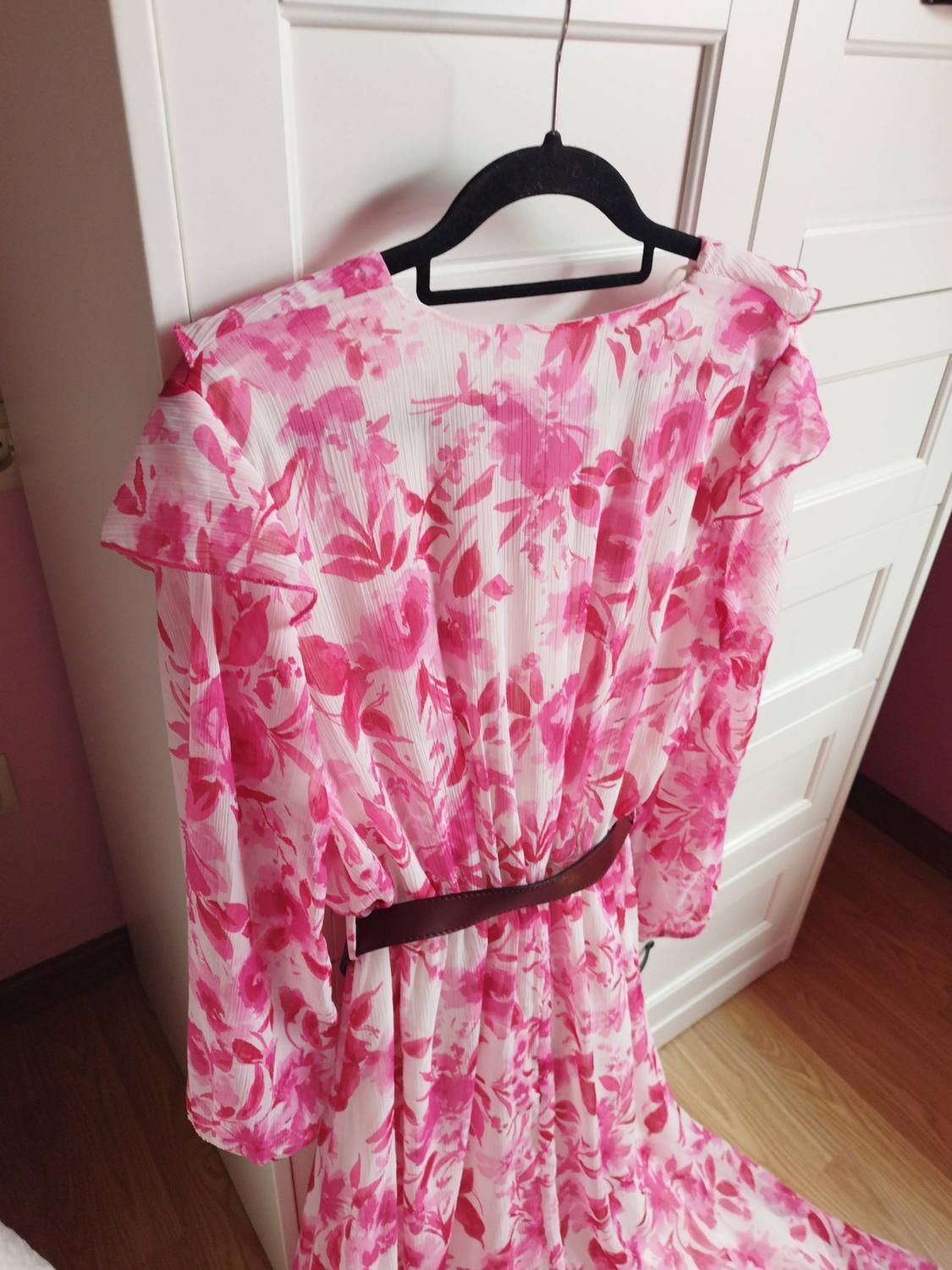 PRINTED MIDI DRESS WITH BELT - Image 7