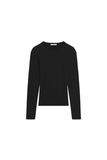 CAMISETA MANGA LARGA - Negro de Zara