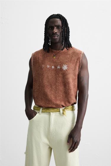 WASHED KNIT TANK TOP - Brick by Zara