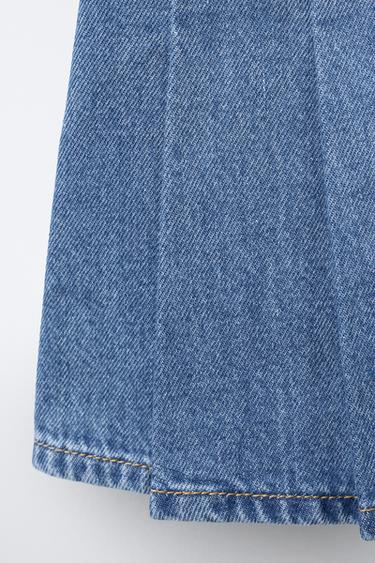 DENIM SKIRT WITH PLEATS AND BOWS - Mid-blue by Zara - Image 3