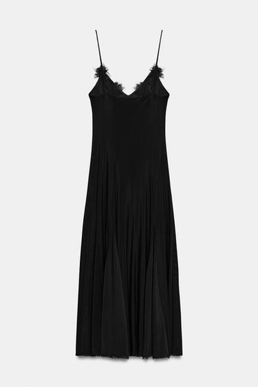 MIDI TULLE FLORAL DRESS - Black by Zara - Image 4