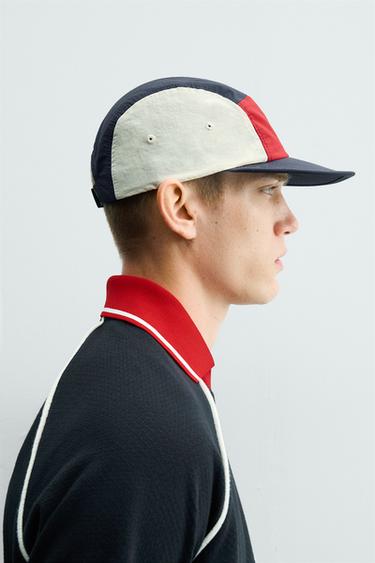 COLOUR BLOCK TECHNICAL FLAT PEAK CAP - Navy blue by Zara - Image 1