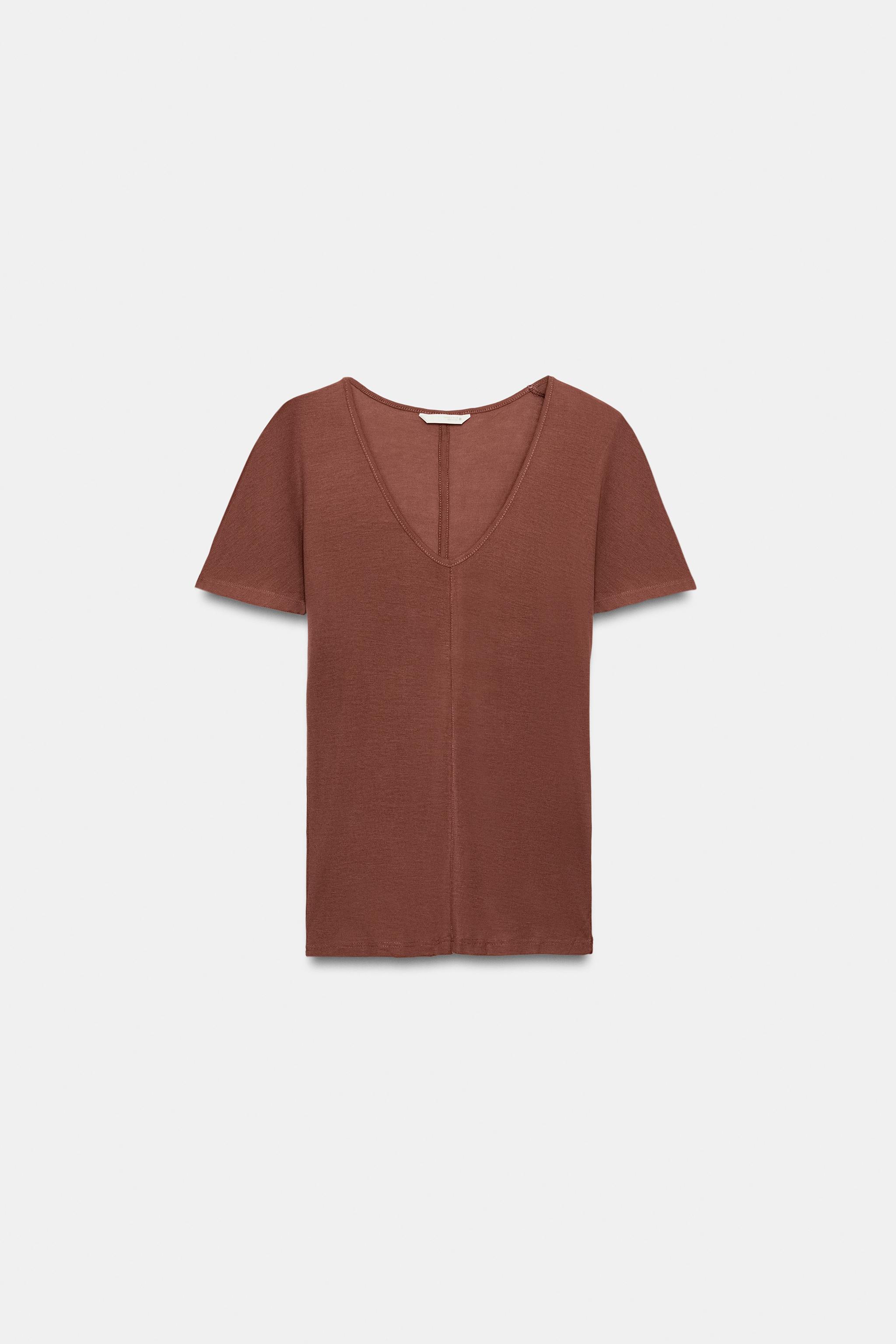 KISA KOLLU DÖKÜMLÜ T-SHIRT - Görsel 4