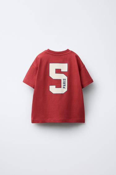 T-SHIRT DE JOGGING AVEC INSCRIPTION - Rouge de Zara - Image 1