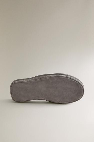 LEATHER SLIPPERS WITH CASE - Grey by Zara - Image 5