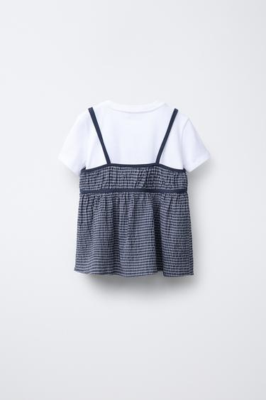 CHECKED BLOUSE AND T-SHIRT COMBO - Navy blue by Zara - Image 1