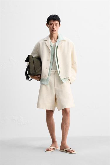 TEXTURED BERMUDA SHORTS - Beige by Zara