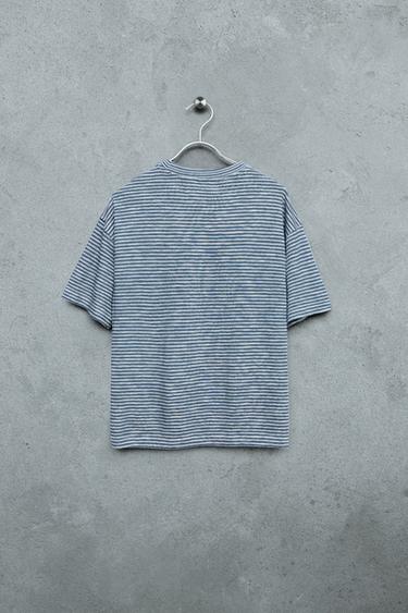 STORIESZ - STRIPED SLUB KNIT T-SHIRT - Blue/White by Zara - Image 1