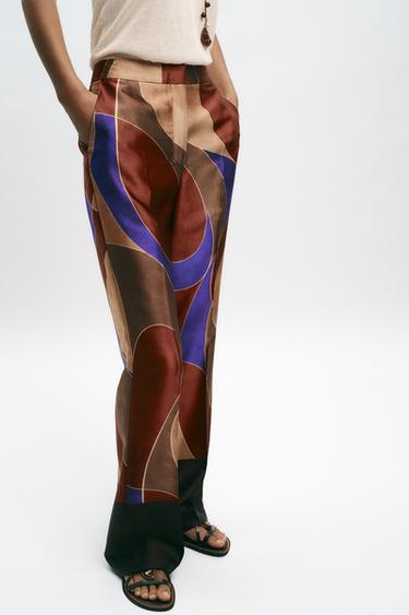 PRINTED SATIN TROUSERS - Multicoloured by Zara - Image 3