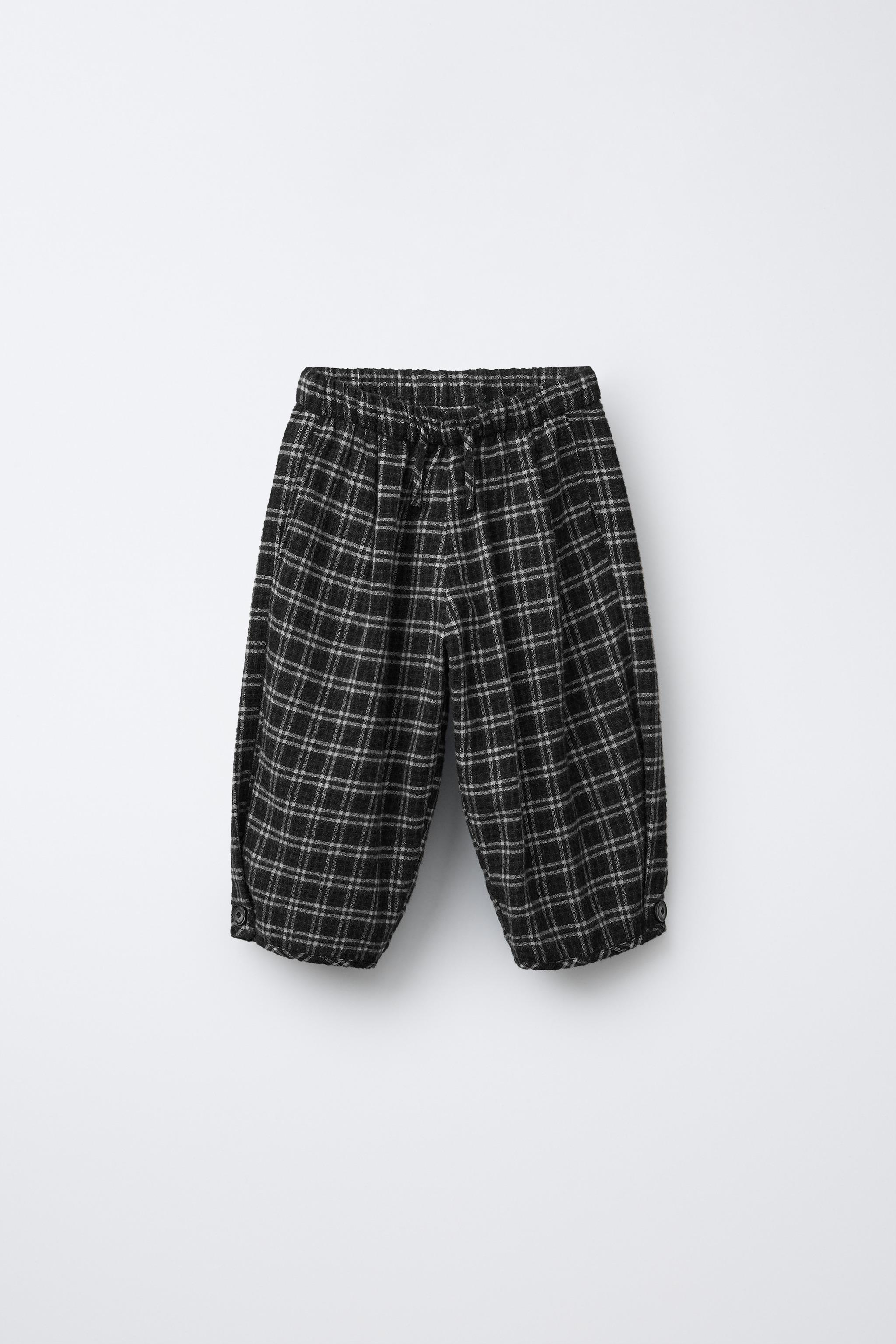 チェック柄バギーパンツ - ブラック | ZARA Japan / 日本