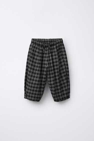 CHECK BAGGY TROUSERS - Black by Zara - Image 0