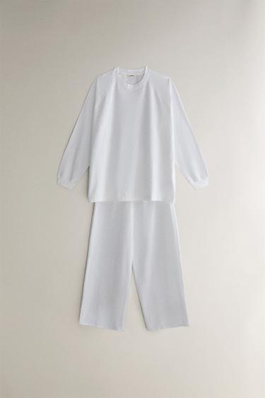 PANTALON LONG EN COTON - Blanc de Zara - Image 4
