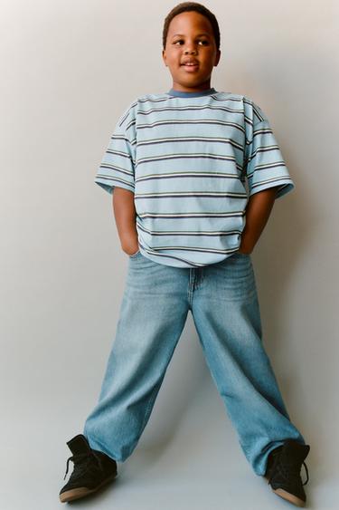 ФУТБОЛКА С ПРИНТОМ В ПОЛОСКУ — СИНИЙ от Zara