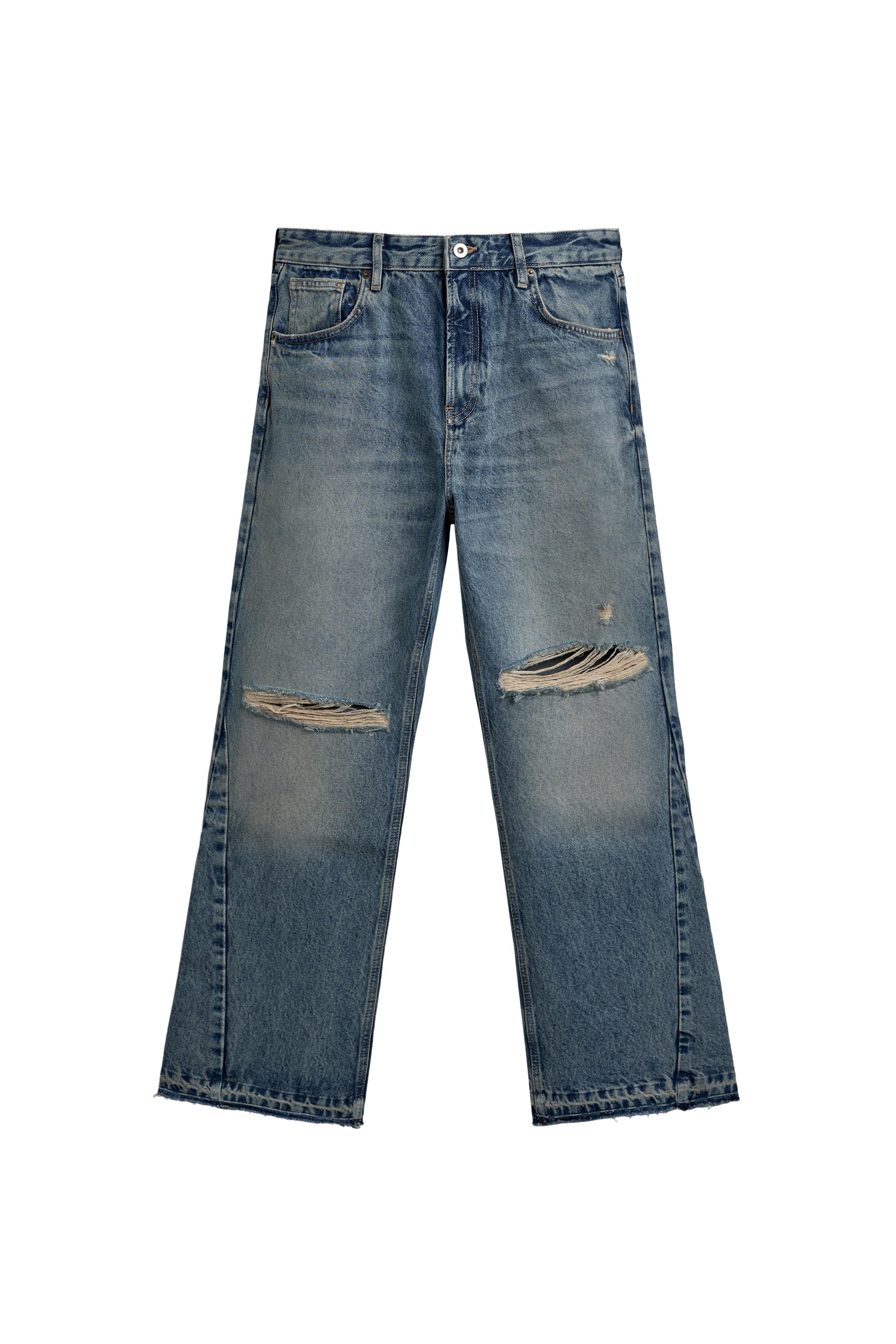 RIPPED bell bottom FIT JEANS