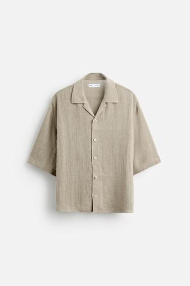 CAMISA OVERSIZE FIT 100% LINO - Beige claro de Zara