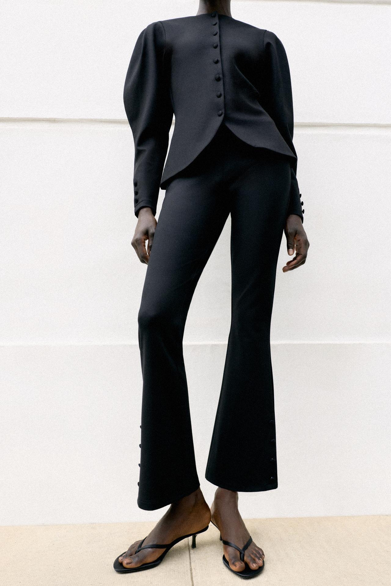 INTERLOCK BUTTON PANTS — Black