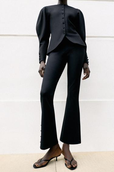 INTERLOCK BUTTON TROUSERS - Black by Zara