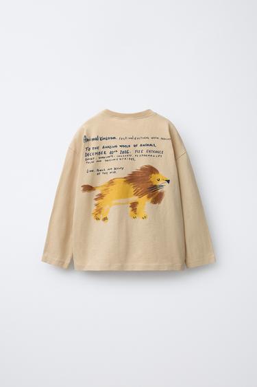 LION PRINT T-SHIRT - Beige by Zara - Image 1