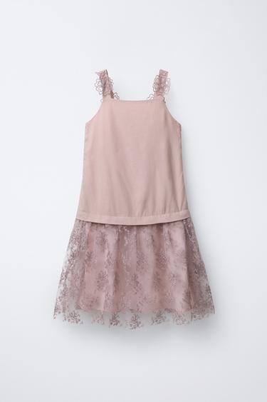 COMBINED LACE DRESS - Pale pink by Zara - Image 0