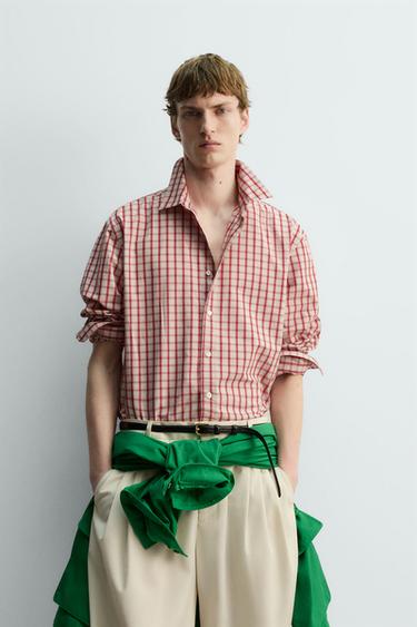 CAMISA RELAXED FIT CUADROS LIMITED EDITION - Blanco / Rosa de Zara