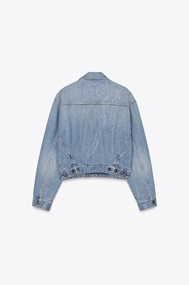 TRF RHINESTONE DENIM JACKET - Blue by Zara - Image 5