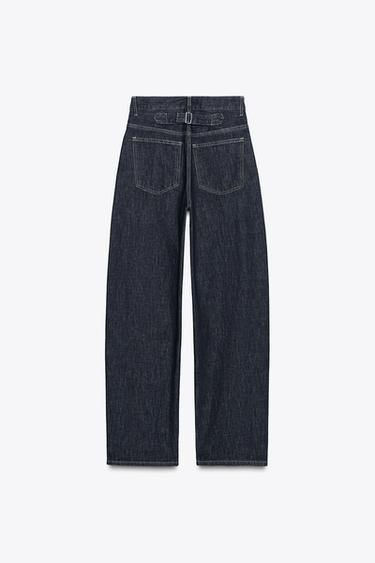 TRF STRAIGHT HIGH-WAIST JEANS WITH BELT LOOPS - Dark indigo by Zara - Image 7