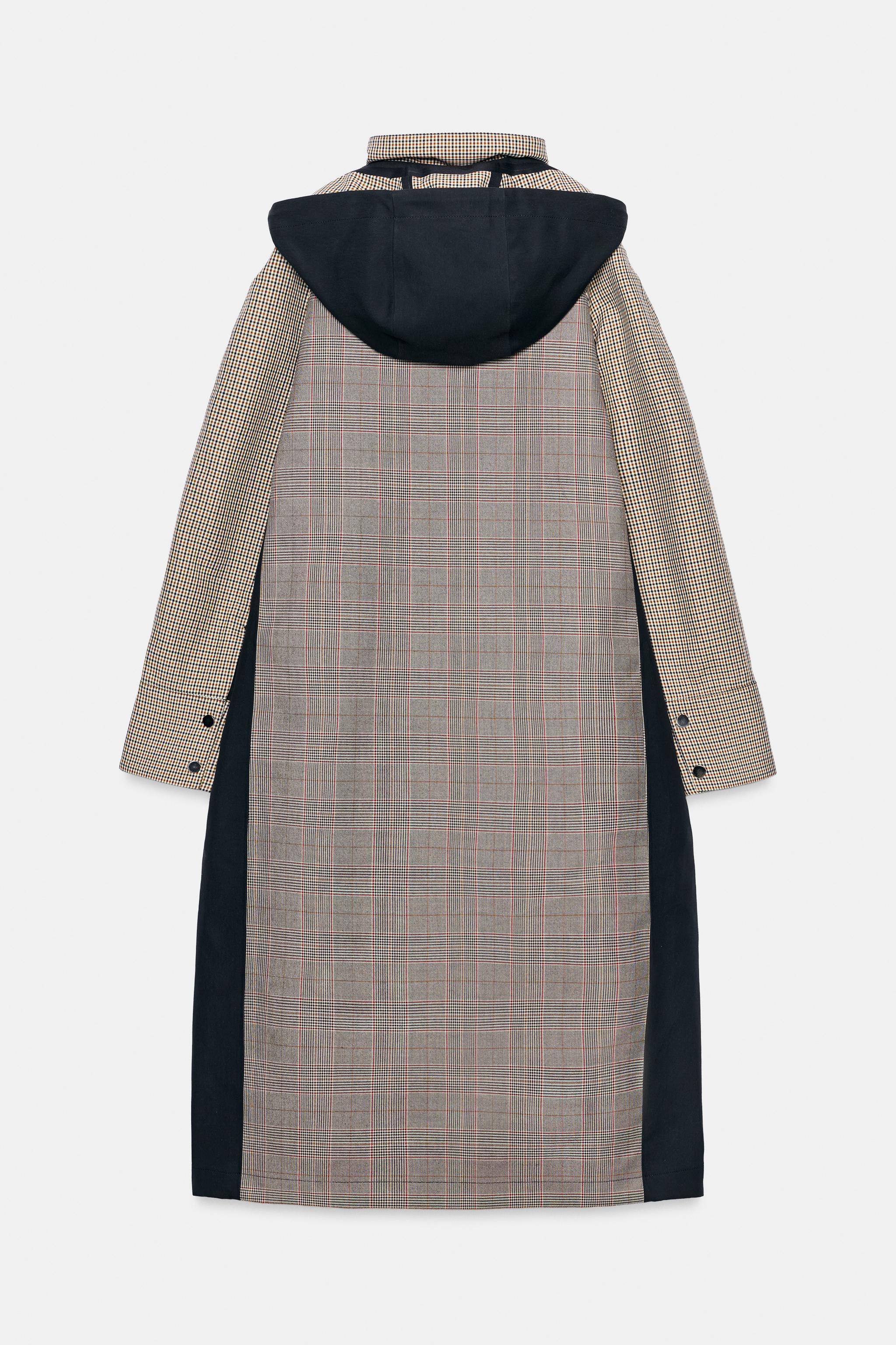 ZW COLLECTION LONG PLAID TRENCH COAT